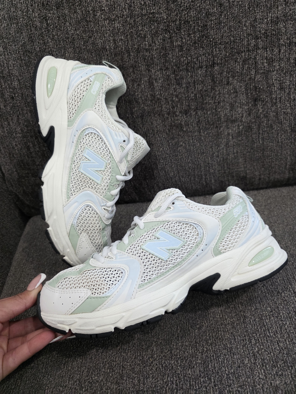 New Balance Women's White & Mint Lightweight Running Sneakers - Picture 7 of 10
